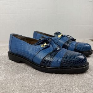 Vintage STACY ADAMS Blue Lizard Snake Oxford Dress Shoes Size US 9.5